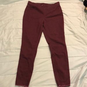 Justice Girl’s Wine colored denim leggings size 18 Plus
